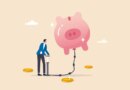 pumping air into a floating piggy bank
