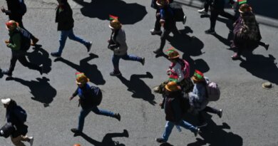 Demonstrators from mining unions take part in a protest against President Rodrigo Paz's government amid an ongoing economic and fuel crisis, in La Paz, Bolivia, May 14, 2026. REUTERS/Claudia Morales