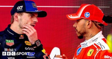Red Bull's Max Verstappen and Ferrari's Lewis Hamilton in discussions at the Canadian Grand Prix