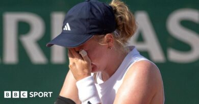 Francesca Jones is emotional after winning her French Open first round match