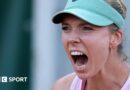 Katie Boulter celebrates winning a point