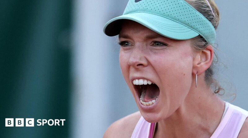 Katie Boulter celebrates winning a point