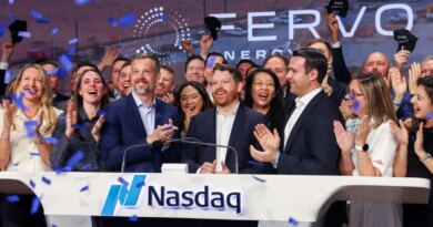 People applauding a new stock listing on the Nasdaq.