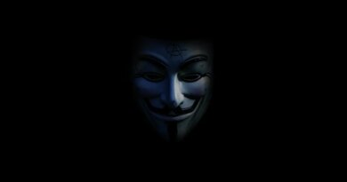 An illustration of the V for Vendetta Guy Fawkes' mask, which became synonymous with the hacking group Anonymous in the 2010s.