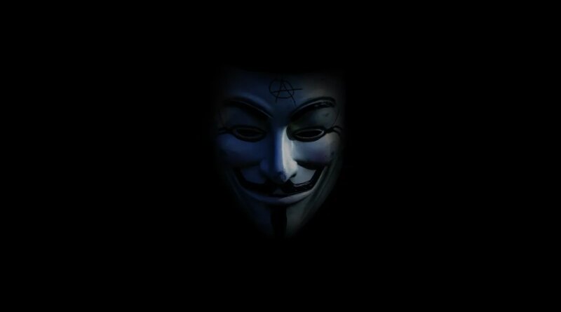 An illustration of the V for Vendetta Guy Fawkes' mask, which became synonymous with the hacking group Anonymous in the 2010s.