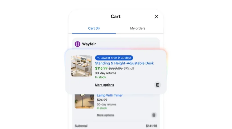 An example of Google's Universal Cart feature in action