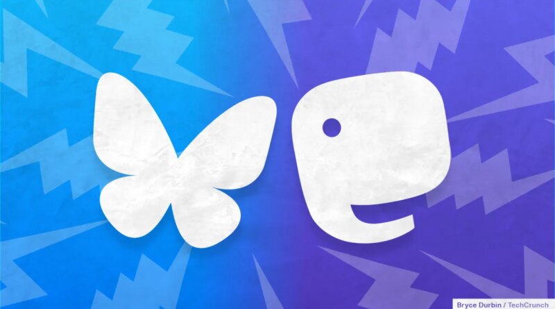 Bluesky and Mastodon logos