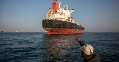 STRAIT OF HORMUZ, IRAN - MAY 16: A ship remains anchored on May 16, 2026 in the Strait of Hormuz near Larak Island, Iran. Negotiations between the U.S. and Iran over opening this critical waterway have largely stalled as the countries have rejected each other's proposals to end the war that began when the U.S. and Israel attacked Iran on February 28. (Photo by Majid Saeedi/Getty Images)