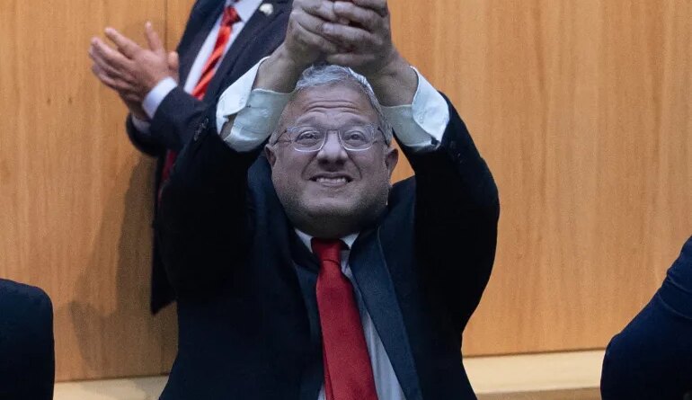 Israel's far-right National Security Minister Itamar Ben-Gvir celebrates after Israel's parliament passed a law on Monday making the death penalty a default sentence for Palestinians convicted in military courts of deadly attacks, at the Knesset, Israel’s parliament in Jerusalem, March 30, 2026 REUTERS/Oren Ben Hakoon ISRAEL OUT. NO COMMERCIAL OR EDITORIAL SALES IN ISRAEL