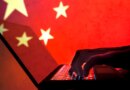 Cybercriminal, hacker China flag background.