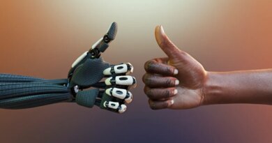 Thumbs up signal between human and robot
