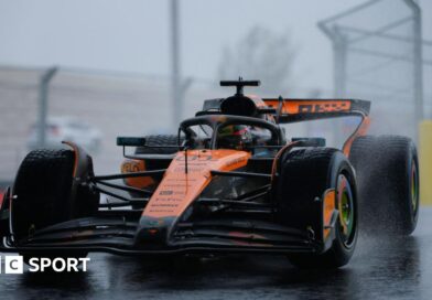 Oscar Piastri during a wet sprint race in Miami in 2025