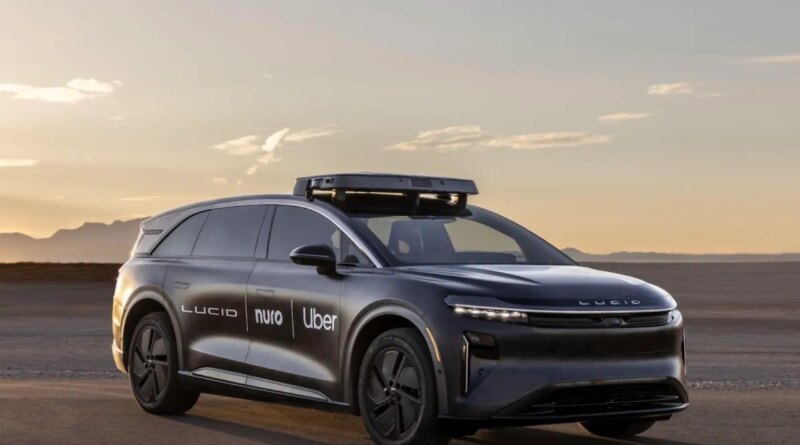 Lucid robotaxi with Lucid/Nuro/Uber branding