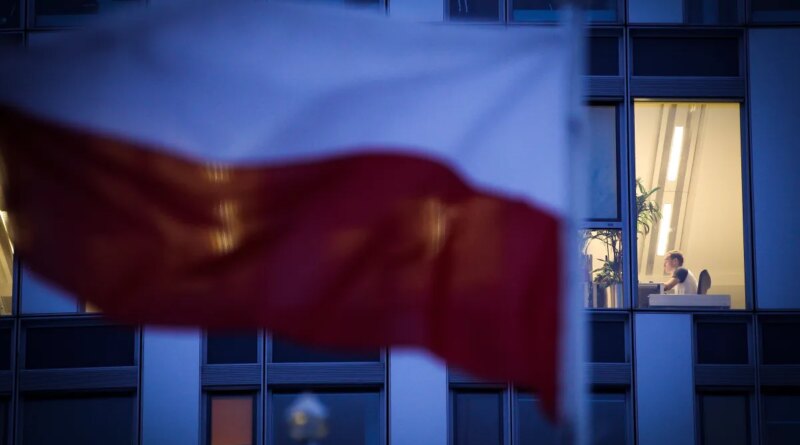 People are seen in the offices of Huawei Poland in Warsaw, Poland on January 12, 2018.