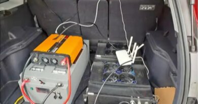 a photo of an SMS blaster in the back of a van, as shown by Toronto Police as an example in a recent case.