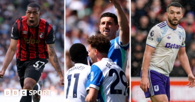 Bournemouth's Rayan, celebrating Brighton players and John McGinn of Aston Villa