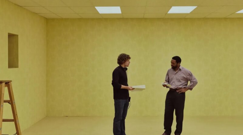 A photo of Kane Parsons and Chiwetel Ejiofor on the set of "Backrooms."