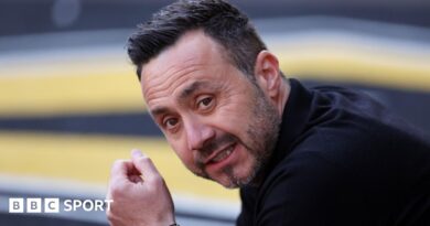 Tottenham boss Roberto de Zerbi reacts on the touchline during a Premier League match against Wolves at Molineux