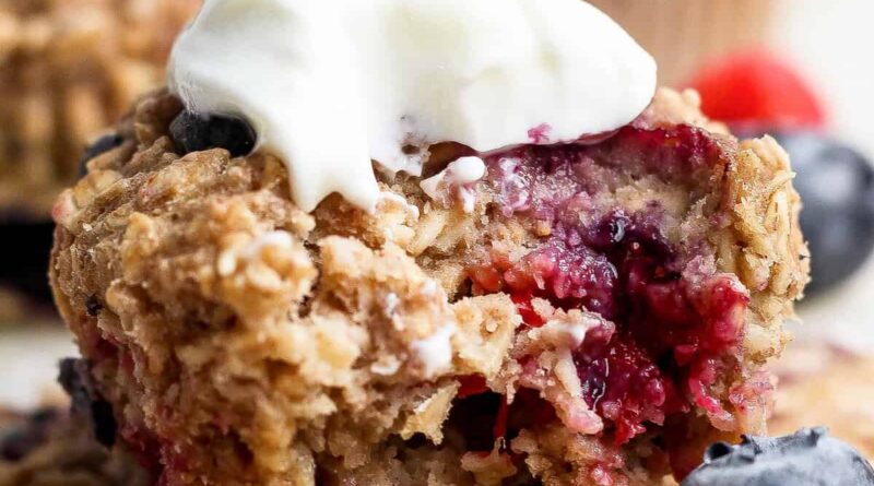 Triple Berry Baked Oatmeal Cups (Easy Meal-Prep Breakfast)