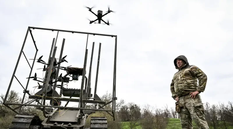 Ukraine is teaming up its war robots with flying drones for maximum effect in battle