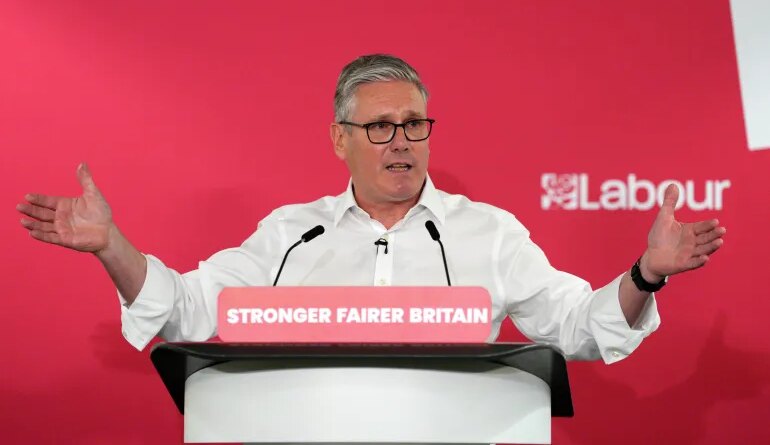 LONDON, ENGLAND - MAY 11: Prime Minister Keir Starmer gives a speech at Coin Street Community Centre on May 11, 2026 in London, England. Prime Minister and Labour Leader Keir Starmer is making a major speech in a bid to secure his premiership, following the devastating losses the Labour Party suffered in last week's elections. Starmer says the government "will face up to the big challenges" the country faces after Labour relinquished nearly 1500 seats in local elections across England and power in the Welsh Senedd. In the wake of Labour's historic losses, Labour MP Catherine West has said she will attempt to trigger a leadership contest against Starmer if his cabinet ministers fail to challenge him. (Photo by Carl Court/Getty Images)
