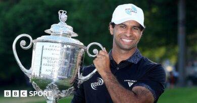 Aaron Rai with the US PGA Championship trophy