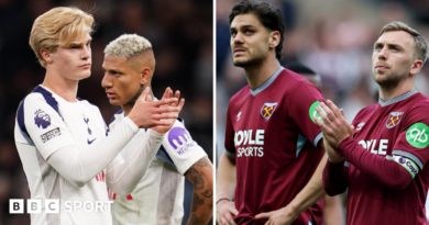 Tottenham and West Ham players applaud their fans