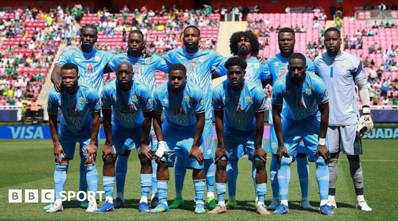 The DR Congo team pose for a photo before a game