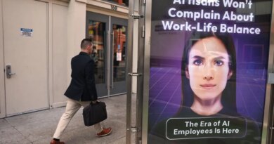 An ad for AI company Artisan is posted on 2nd Street on December 05, 2024 in San Francisco, California.