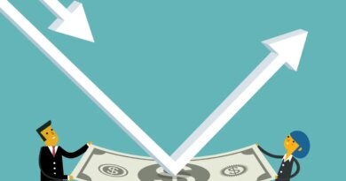 render of man and woman holding dollar bill, arrow deflecting off it