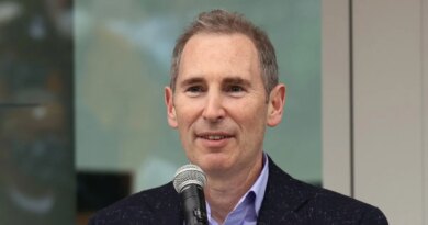 Andy Jassy the CEO of Amazon speaks at the ceremonial ribbon cutting prior to tomorrow's opening night for the NHL's newest hockey franchise the Seattle Kraken at the Climate Pledge Arena on October 22, 2021 in Seattle, Washington