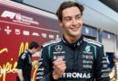 George Russell celebrates winning the Austrian Grand Prix 