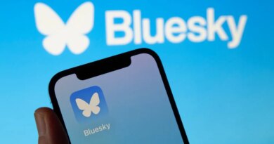 The image shows the icon of Bluesky, the new decentralized social network created by Twitter co-founder Jack Dorsey.