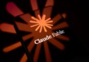 The Claude Fable logo is displayed on the screen of a smartphone placed on a reflective surface onto which the company's icon is projected.