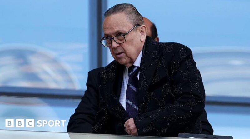 West Ham's joint-chair David Sullivan looks on from the stands prior to the team's game against Everton at London Stadium in April 2026
