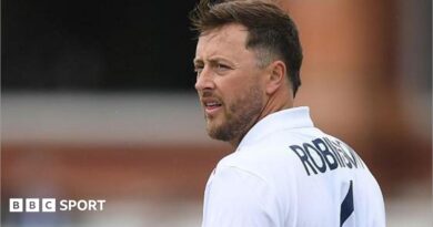 Ollie Robinson of England looks on during the third day of the first Test between England and New Zealand at Lord's