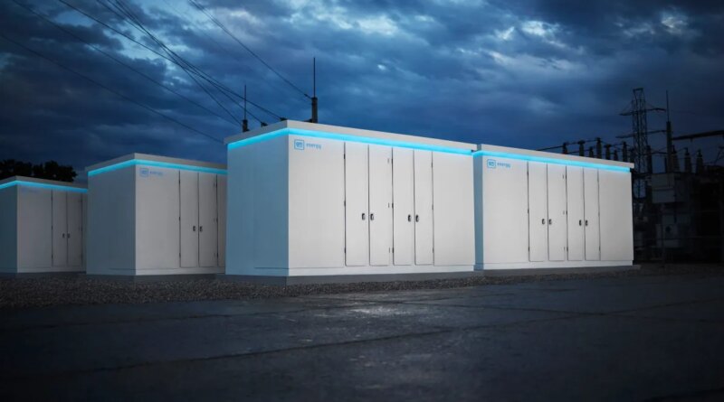 Battery packs from GM rendered against a darkened sky.