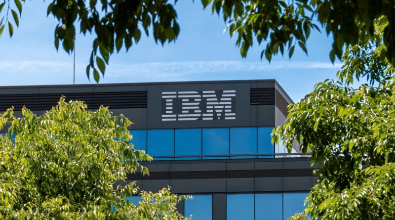 Exterior view of the French headquarters of IBM, an American multinational technology company active in computer hardware, software and services.