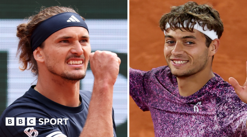 Alexander Zverev and Flavio Cobolli celebrate at the French Open