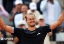 Alexander Zverev of Germany celebrates victory over Flavio Cobolli of Italy