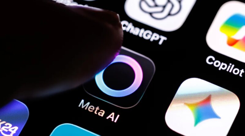 The logo of the Meta AI app can be seen on the display of a smartphone.