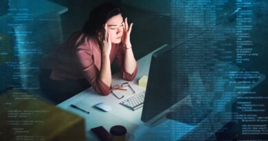 Shot of a young programmer working on computer code at night and looking stressed