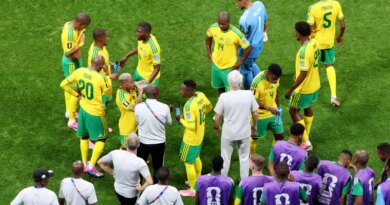 ATLANTA, GEORGIA - JUNE 18: South Africa players take a drink during a hydration break in the FIFA World Cup 2026 Group A match between Czechia and South Africa at Atlanta Stadium on June 18, 2026 in Atlanta, Georgia. Molly Darlington/Getty Images/AFP (Photo by Molly Darlington / GETTY IMAGES NORTH AMERICA / Getty Images via AFP)