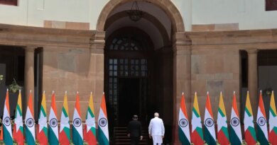 epa13008316 Indian Prime Minister of India Narendra Modi (R) with Myanmar President Min Aung Hlaing (L) prior to their meeting at Hyderabad House in New Delhi, India, 01 June 2026. Myanmar's President Min Aung Hlaing is on a five-day state visit to India. EPA/RAJAT GUPTA