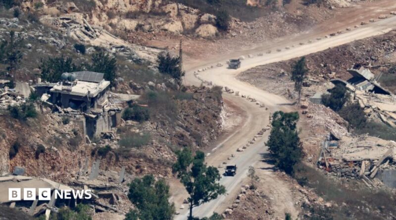 Israeli tanks operate on a road in southern Lebanon, pictured on June 27, 2026.