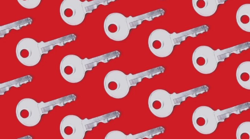 Keys on a red background