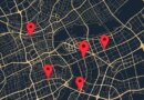 A street map with location dots on top.