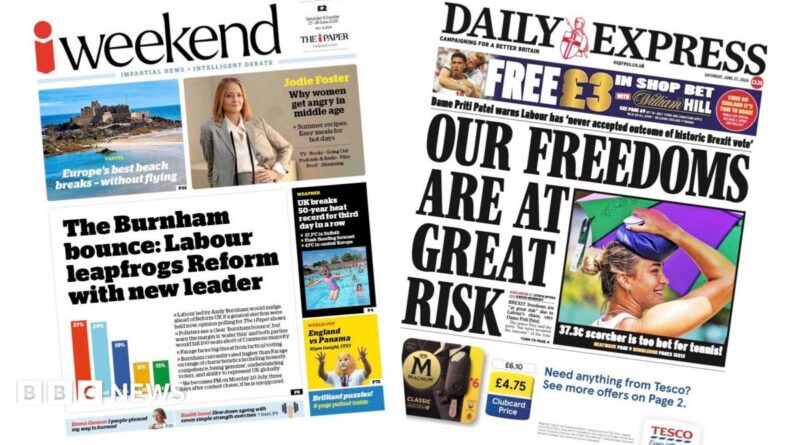 The headline on the front page of the Daily Telegraph reads: "Burnham must call election, says Case."