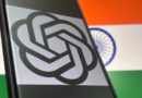 OpenAI logo over flag of India