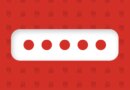 white bar with 5 red dots on red background